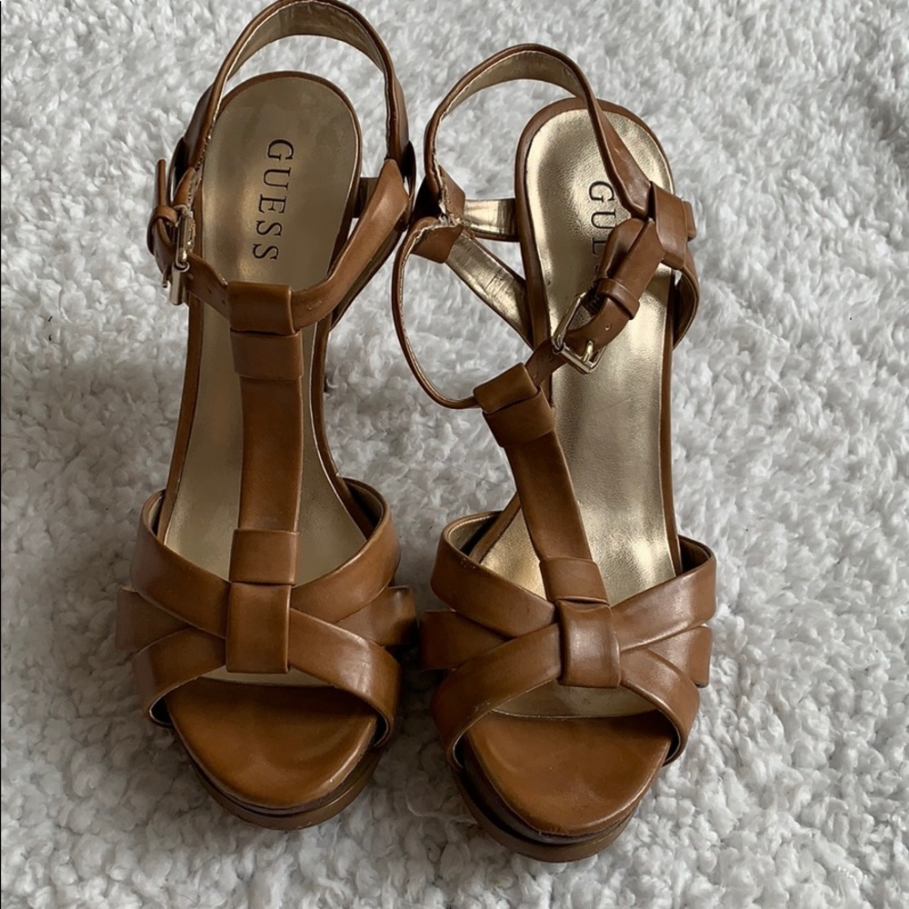 Guess Brown Strappy Heels